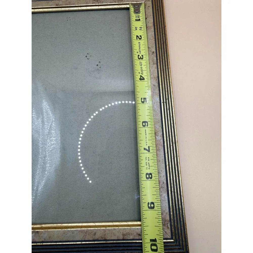 Vintage Distressed Picture Frame Gold Blue Marble Look Wall Tabletop Frame